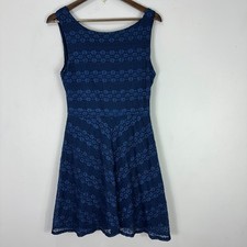 Vintage 90s B Smart Dress 12 Navy Blue Lace Fit Flare Y2K Romantic Coquette