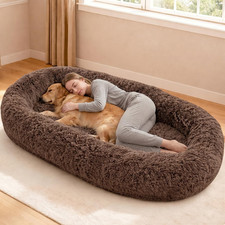 79"X44"X12.5" Human Dog Bed for Adult Faux Fur Washable Human Dog Bed Portable H