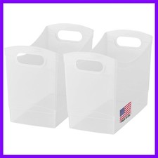 Modern Narrow Organizer Storage Bin, Clear Plastic Household Storage Containe...