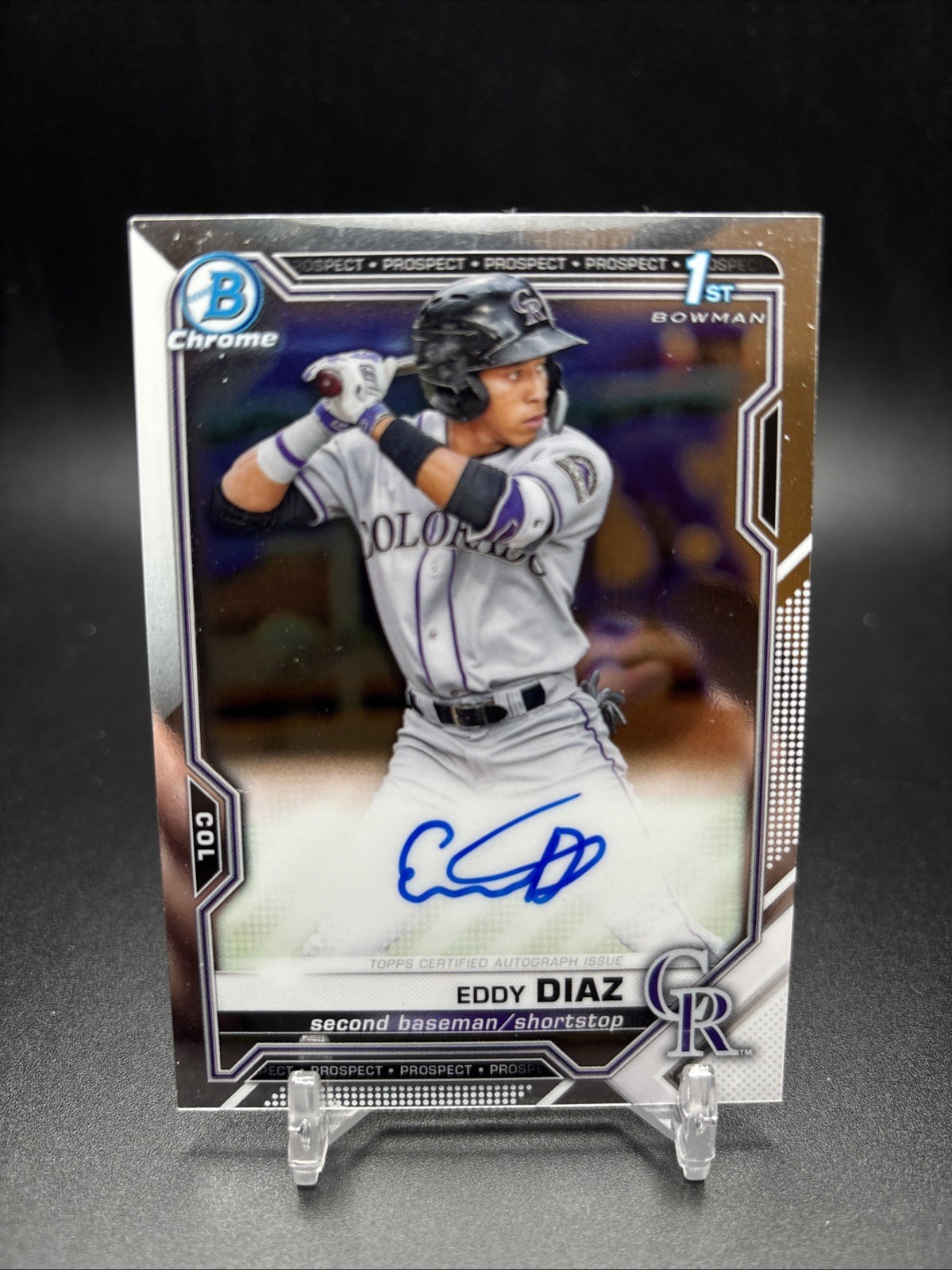 2021 BOWMAN CHROME PROSPECT EDDY DIAZ 1ST BOWMAN AUTO - Rockies