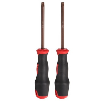 2pcs T40 Torx Screwdriver 8.66'' Magnetic Screwdrivers S2 Alloy Steel, Red Brown
