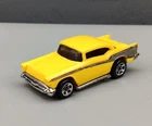 Vintage Hot Wheels 1976 '57 Chevy Yellow Plastic Body & Base