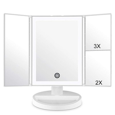 WEILY Schmink Kosmetikspiegel mit LED-Beleuchtung und Touchscreen, klein, weiß 