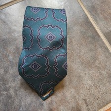 Vintage Christian Dior Monsieur Teal 100% Silk Classic Neck Tie Made in USA