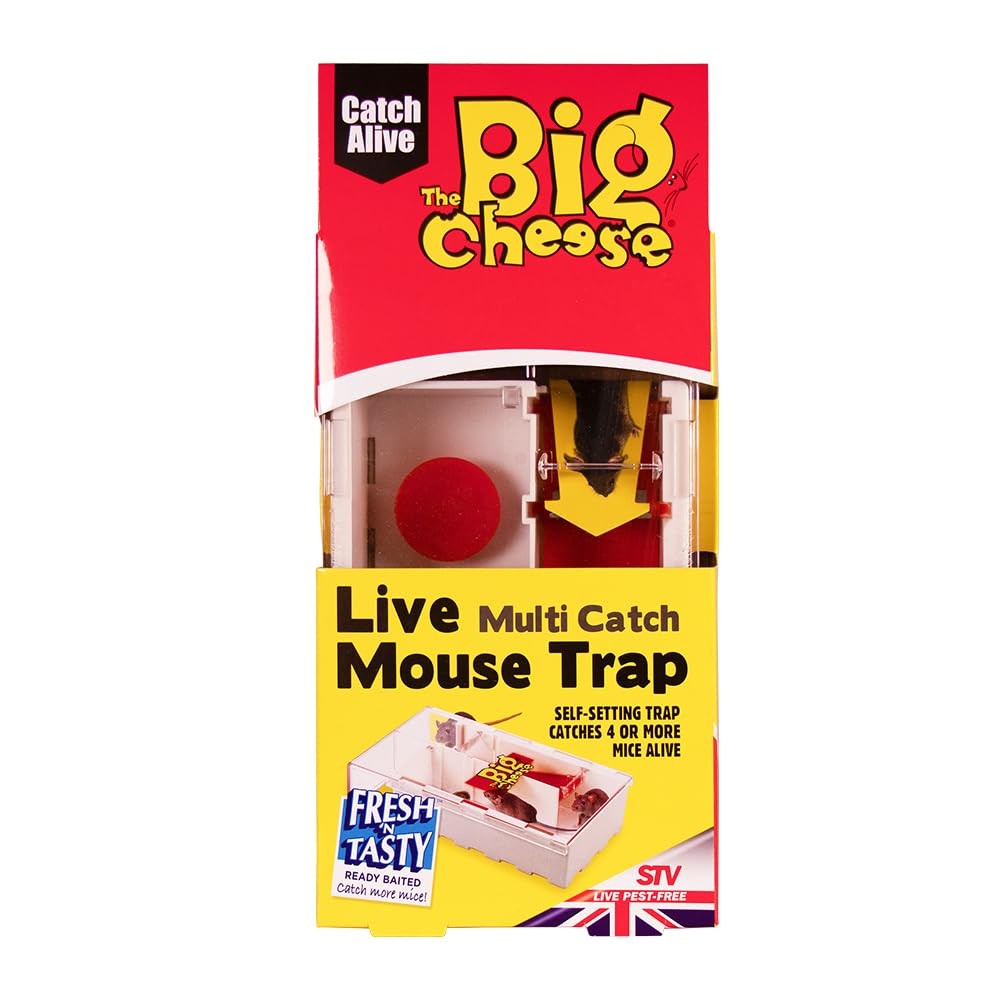 The Big Cheese Live Multi-Catch Mouse Trap, Humane, Baited Pack of 1, White