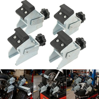 Hteedy 4PCS Tire Changer Adapters, Motorcycle Tire Changer Machine Accessories Wheel Rim Adapter Fixture Clamp Metal Structure Tire Adapter Rim Clamp with a Bird Head Tool for ATV Motorcycle Adapter