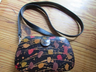 VTG 80s Genuine leather hard case purse/shoulder bag art deco purse (India) - Image 1 of 4
