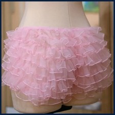 Dulce Lindo Lazo Cintura Baja Pettipants Organza Encaje Volantes Pantalones Cortos Multicapa.