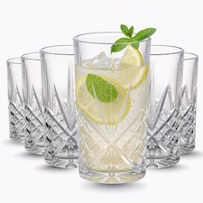 6pcs Crystal Melodia Best Highball Glasses 370ml Premium Tall Drinking Glass Set