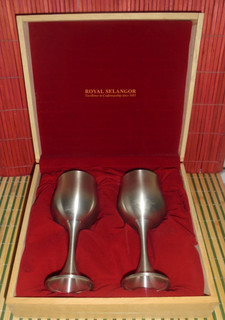 BOXED ROYAL SELANGOR PAIR WINE GOBBLETS