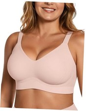 Womens Wireless Seamless Bras Full Coverage Supportive Lounge Bra Large Pink