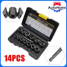 14PCS Impact Damaged Bolt Nut Screw Remover Tool Socket Threading Extractor New