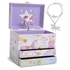 Unicorn Jewelry Box - Little Girls Jewelry Set - 3 Storage Compartments -