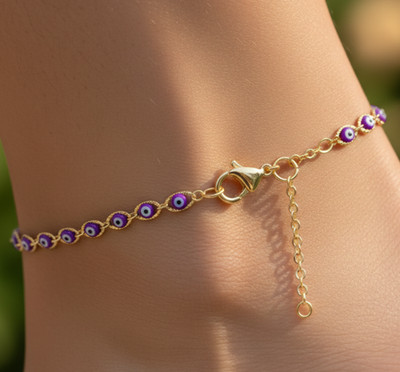 Boho Pearl Evil Eye Anklet Gold Plated Designer Beaded Chain Handmade Jewelry