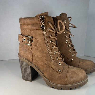 #ad GBG Los Angeles Brown Lace Up Women’s Combat Boots Size 7M $45.00