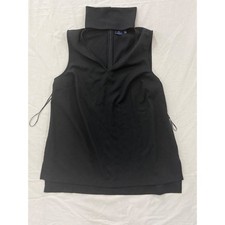 Kaari Blue Womens Black Mock Neck Choker V-Neck Sleeveless Blouse Top Large