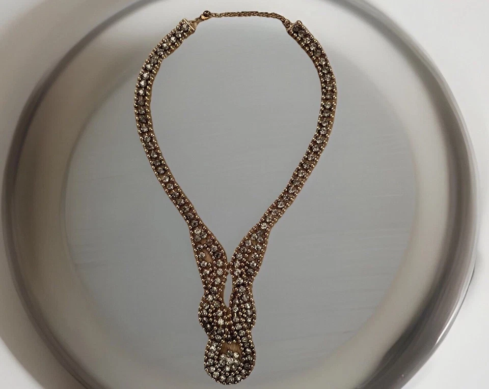 Colar longo tcheco topázio esfumaçado strass marmelo várias camadas retrô GP - Imagem 2 de 3