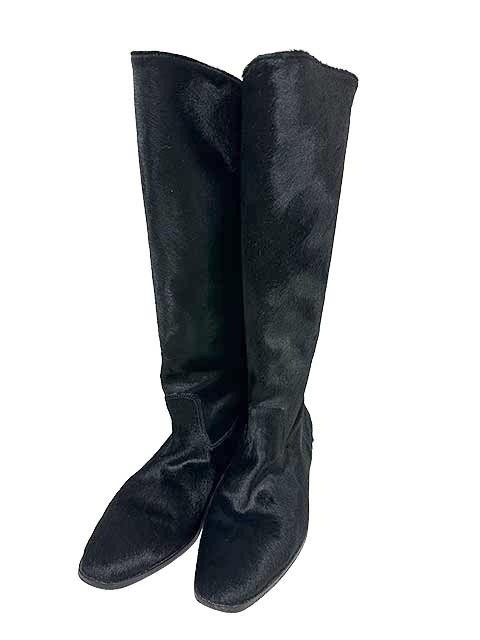 MANOLO BLAHNIK Knee High Boots Size EU36.5 US6.5 UK3. Black Unborn Calf Heel