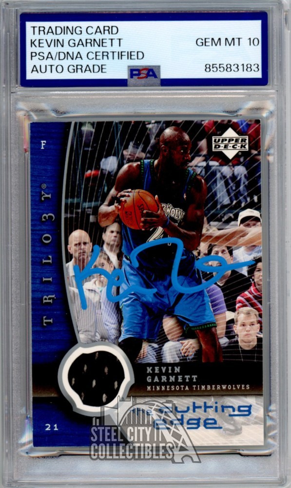 Kevin Garnett Autographed Signed 2005-06 UD Trilogy Autograph Jersey Card #CE-KG PSA/DNA 10 (Blue) 