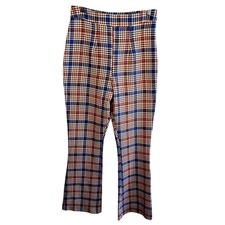 Size US 6 Nasty Gal Plaid Flare Pants High Waist Houndstooth 70s Academia