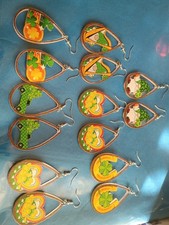 7 Pairs Of St Patrick's Day Green Lucky Of The Irish 2 Inch Hook Style Earrings