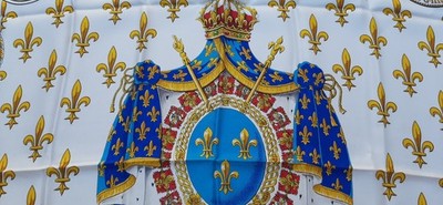 Quadratischer Seidentuch LR. Paris Les Lys de France Royalisme ORIGINAL wunderschön