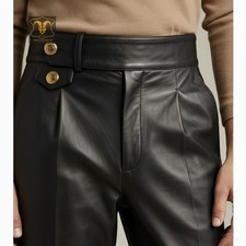 Men's Leather Formal Pants Genuine Lambskin Classic Fit Ofiice Wear Trousers