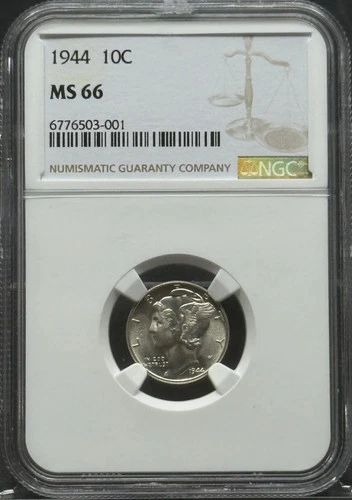 1944 Mercury Dime NGC MS-66