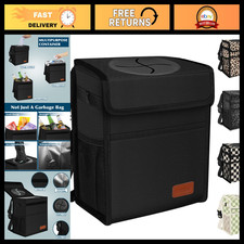 Leak Proof Car Trash Can with Lid - Waterproof Automotive Garbage Bin, Collapsib