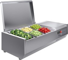 Garvee 38 Refrigerated Prep Station 5 Pans Lids Digital Temp Control 130w 5pans