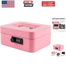 Medium Cash Box with Combination Lock Safe Metal Money Box with Money Tray fo...