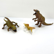 Vintage Chinasaurs Hong Kong Dinosaur Monster Figure Lot 3 Blue Eyes 7in 4in