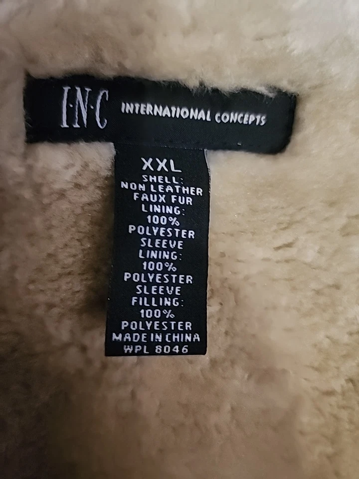 Jaqueta de couro sintético INC International Concepts marrom forro de pele sintética masculina XXL - Imagem 4 de 4