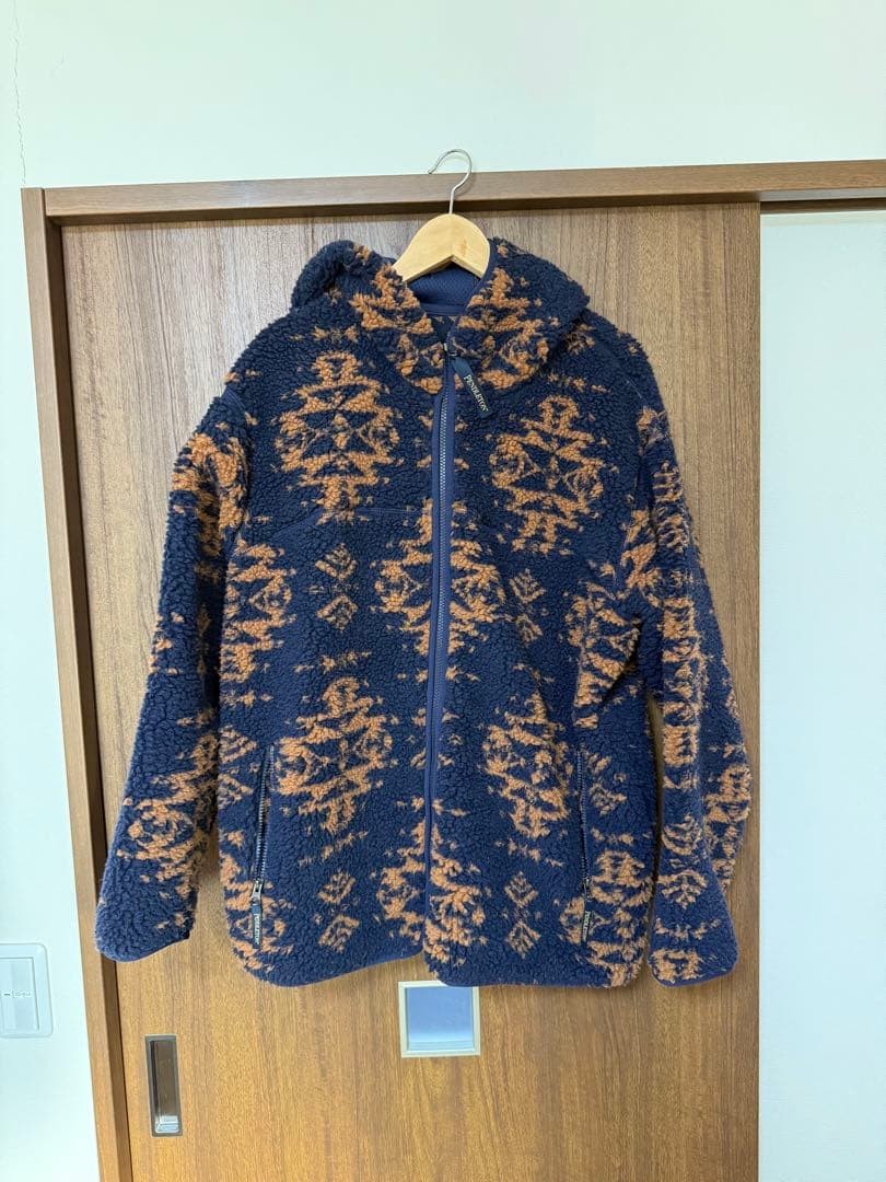 Pendleton fleece jacket L geometric pattern navy … - image 1