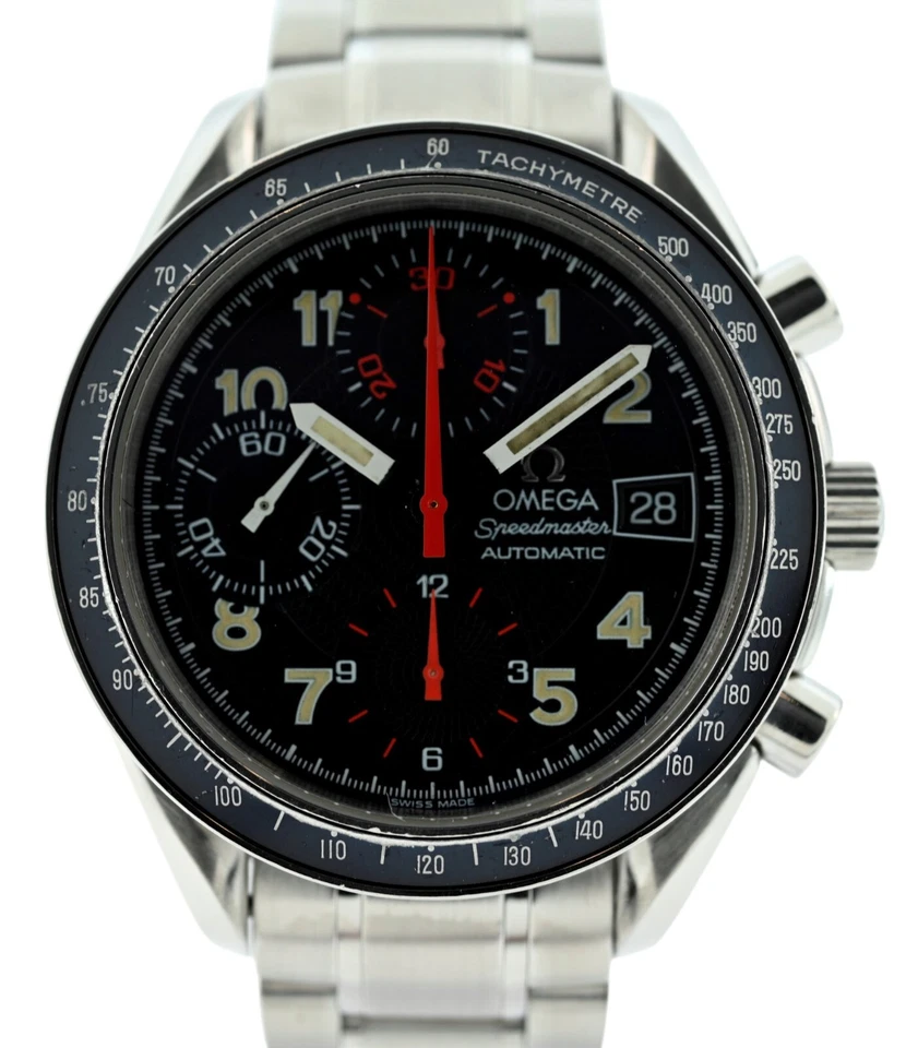 Omega 39mm Men's Speedmaster Mark 40 Black/ Red Dial Auto Watch! Ref: 3513.53!