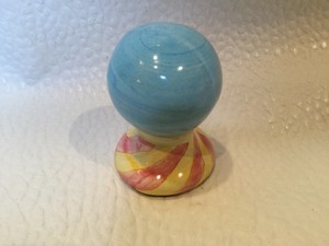 Mackenzie Childs Lamp Finial Light Topper 2 3 8 Tall Blue Pink Yellow Mackenzie Childs Lamp Finial Light, Mackenzie Childs Lamp Finials