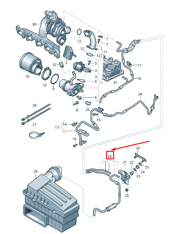 Tuyau d'aspiration pour filtre à air moteur VW CC 35 04L131055A