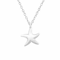 Seestern Halskette 925 Silber - Kinder MäDchen Damen Kette AnhäNger Schmuck