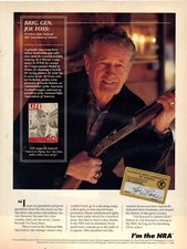 Vintage Print Ad 1989 for The NRA w/Joe Foss and Russell Athletic