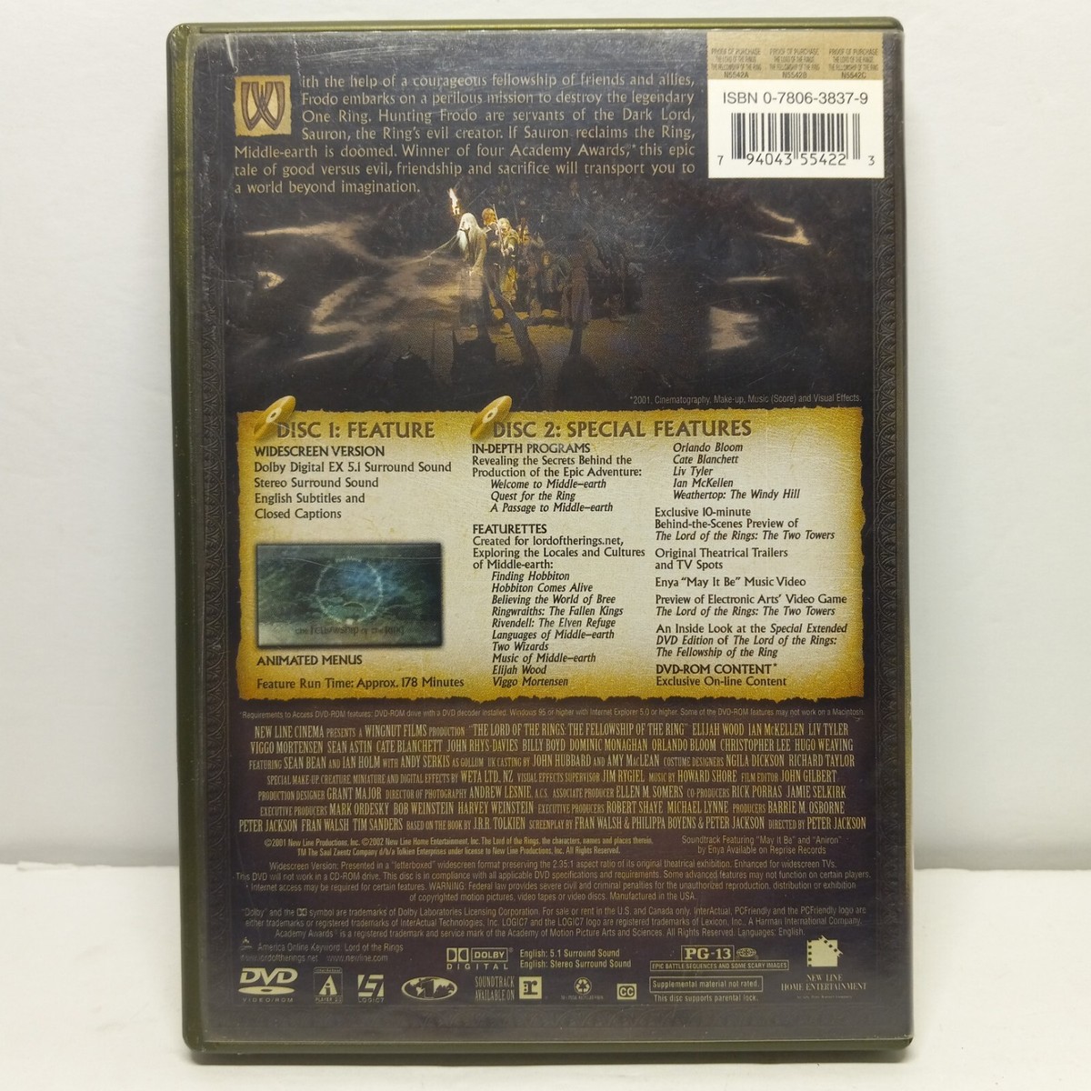 The Lord Of The Rings (DVD) Fellowship Of The Ring Widescreen
