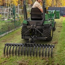 50" 3 Pt Landscape Rake with Replaceable Steel Tines for CAT-0 Tractors