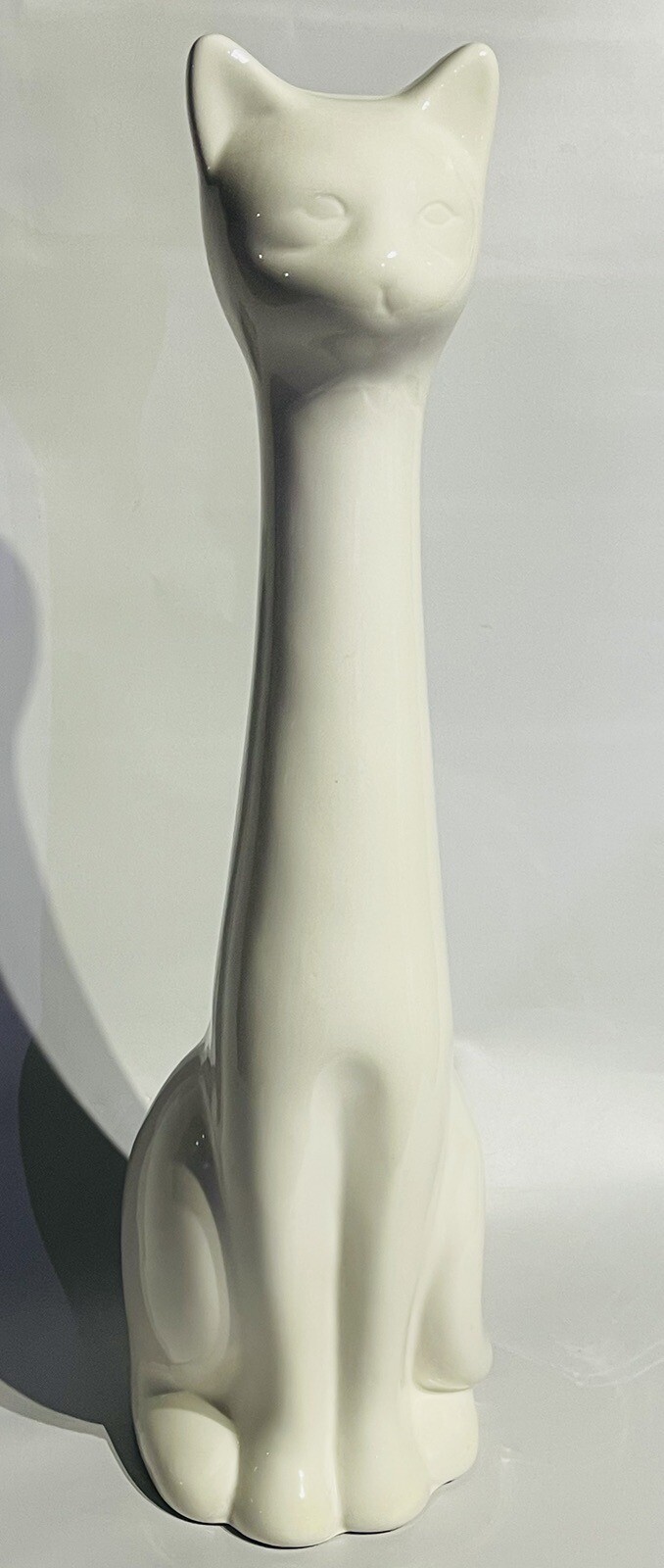 Vintage 1997 Allure White Ceramic Stretched Neck Cat Toilet Brush