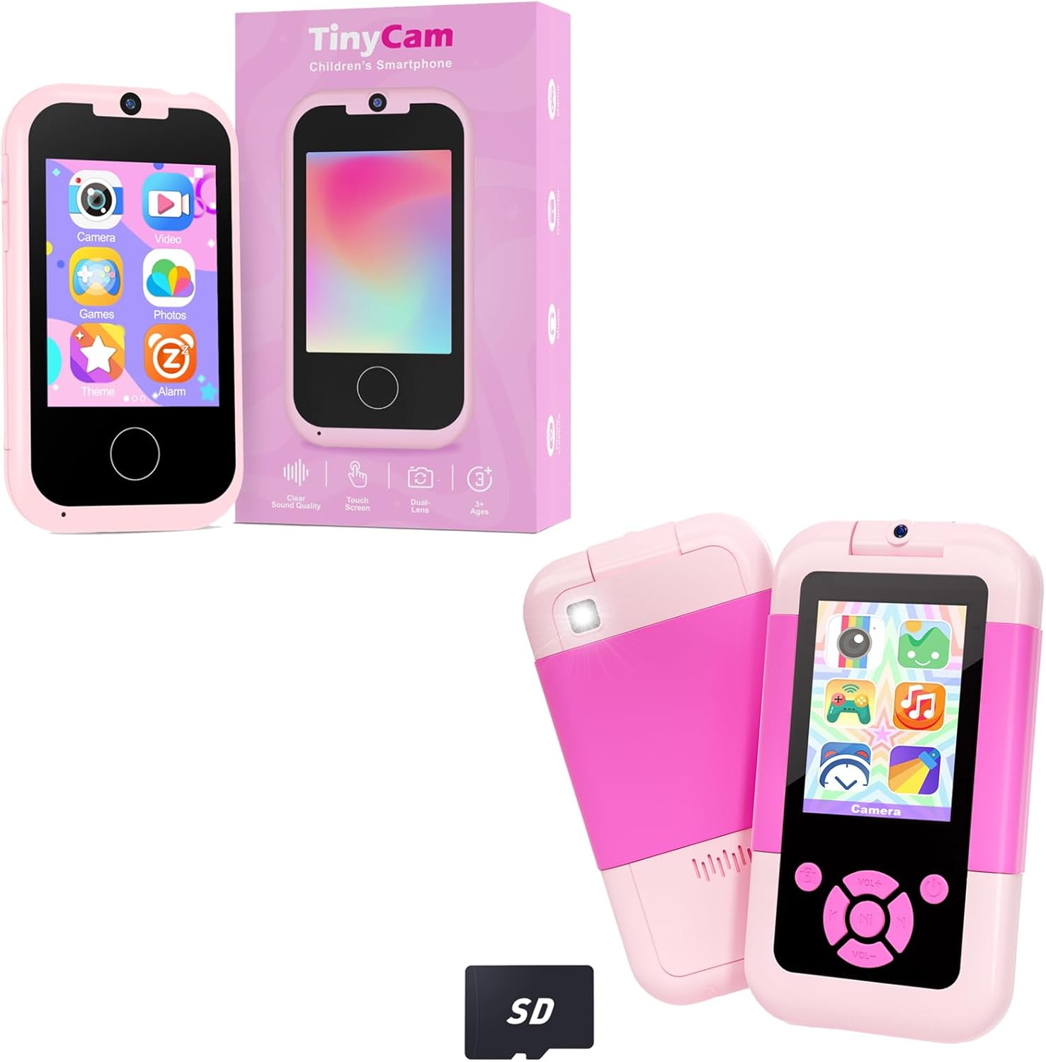 Kids Smart Phone for Girls, Toddler MP3 Music Player with Flip Camera, Christmas