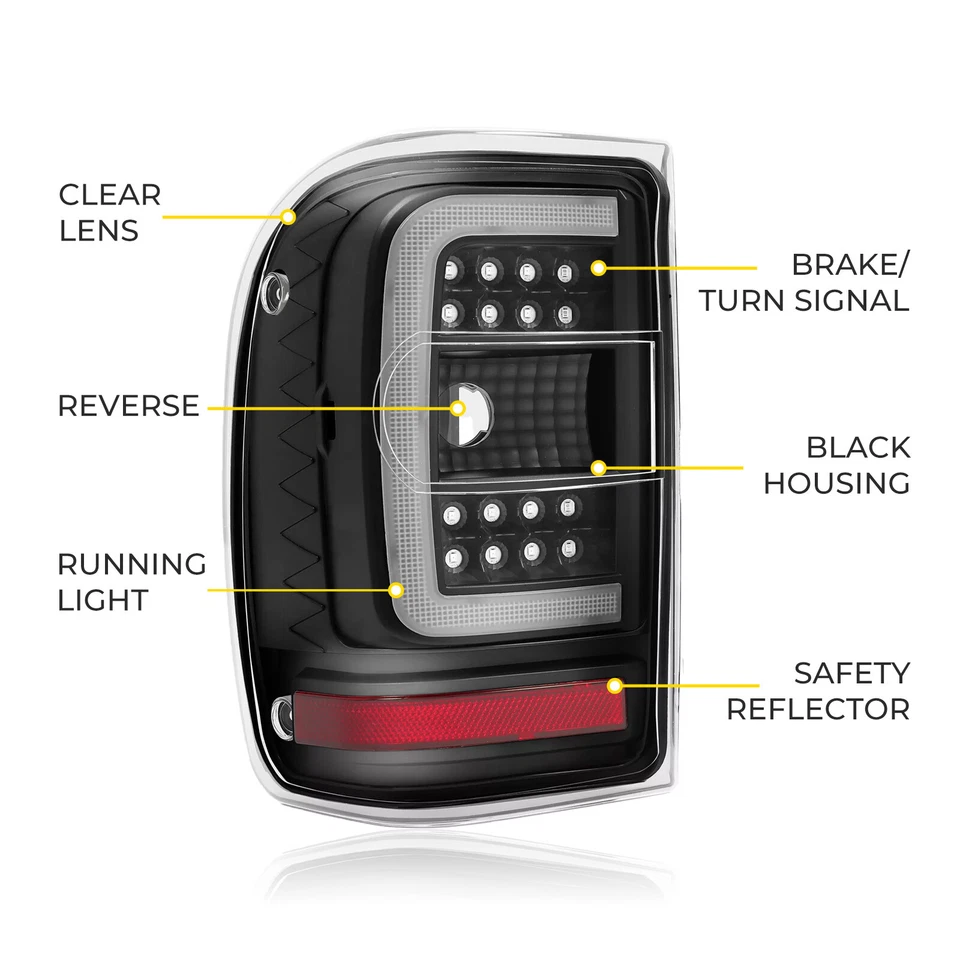 Barra de luz LED C luces traseras lámpara de freno para Ford Ranger 2001-2011 lente transparente Foto 2 de 4