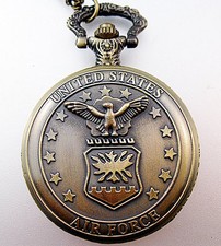 USA Air Force Pocket Watch  Chain Necklace Costume Jewelry Jewellery nwt