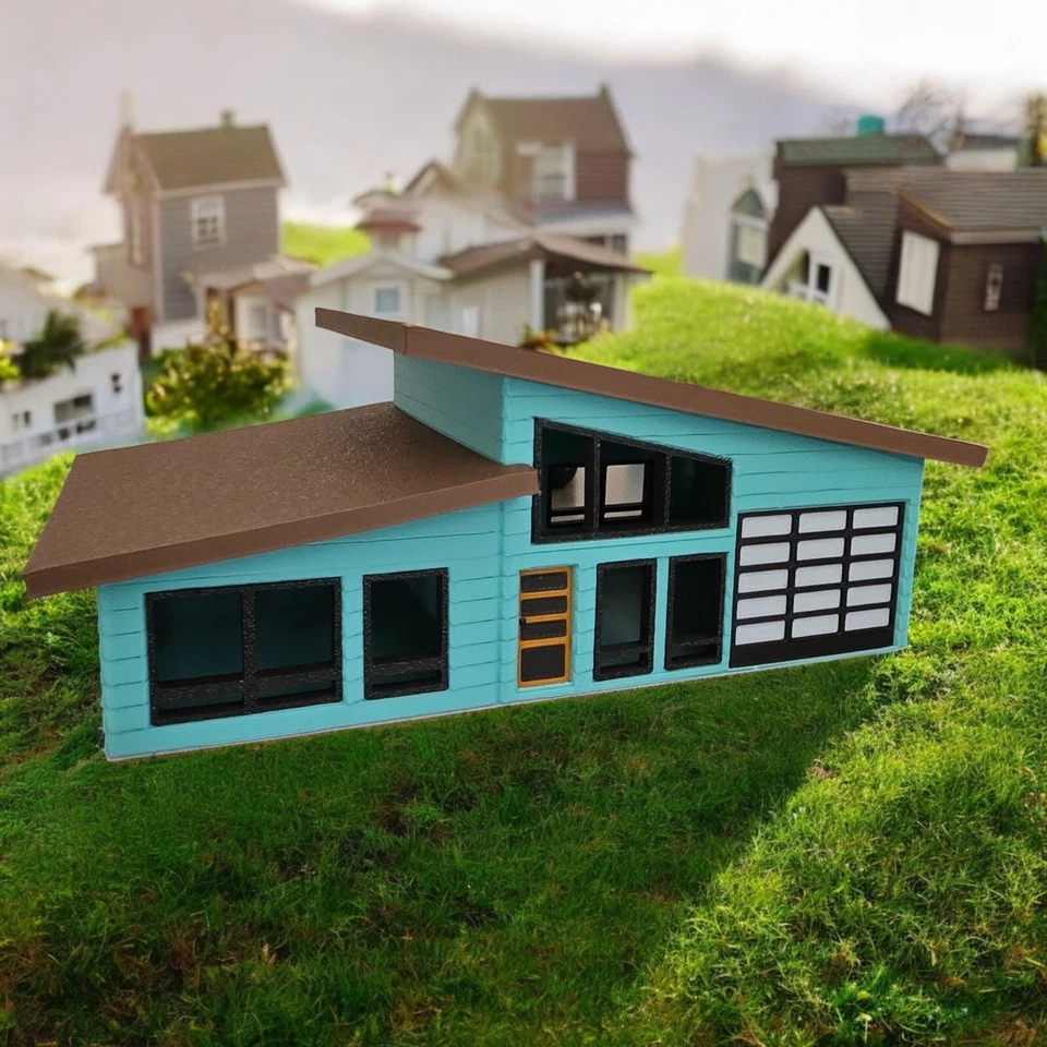 Devonshire Mid Century Modern House 1960s 1:48 O Scale Built Building - Image 2 of 4