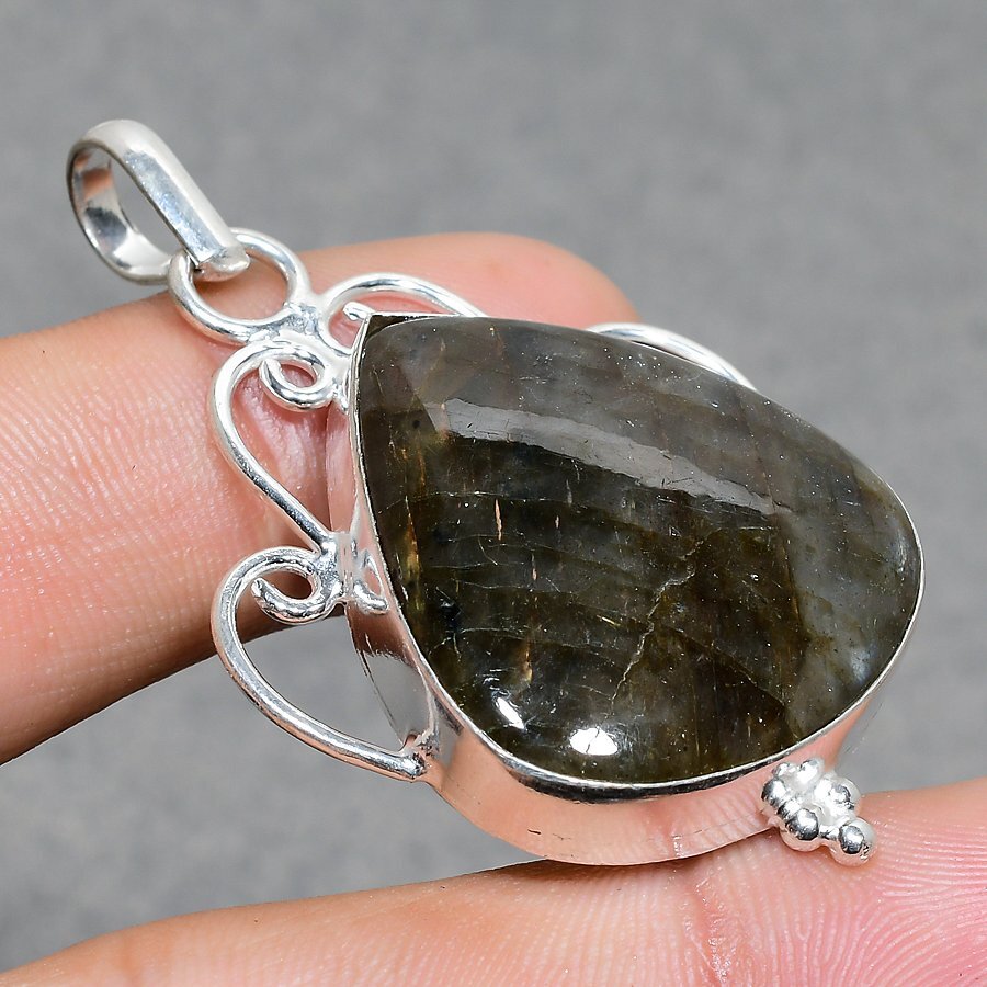 Blue Fire Labradorite Pear Shaped Pendant 2.30 Inches Gemstone Jewelry SR 1460