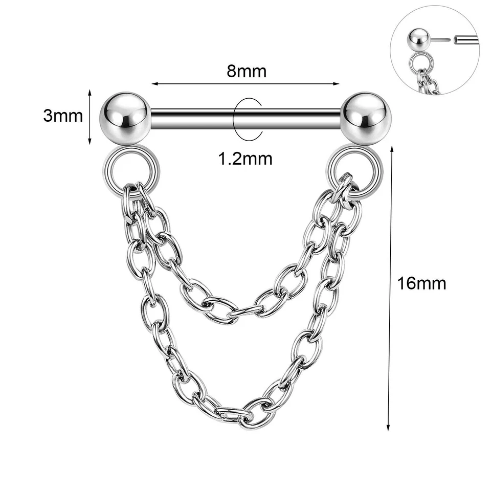 Lote de 2 piezas 16G anillo de nariz de acero quirúrgico sin rosca empuje en el tabique piercing joyería Foto 2 de 4