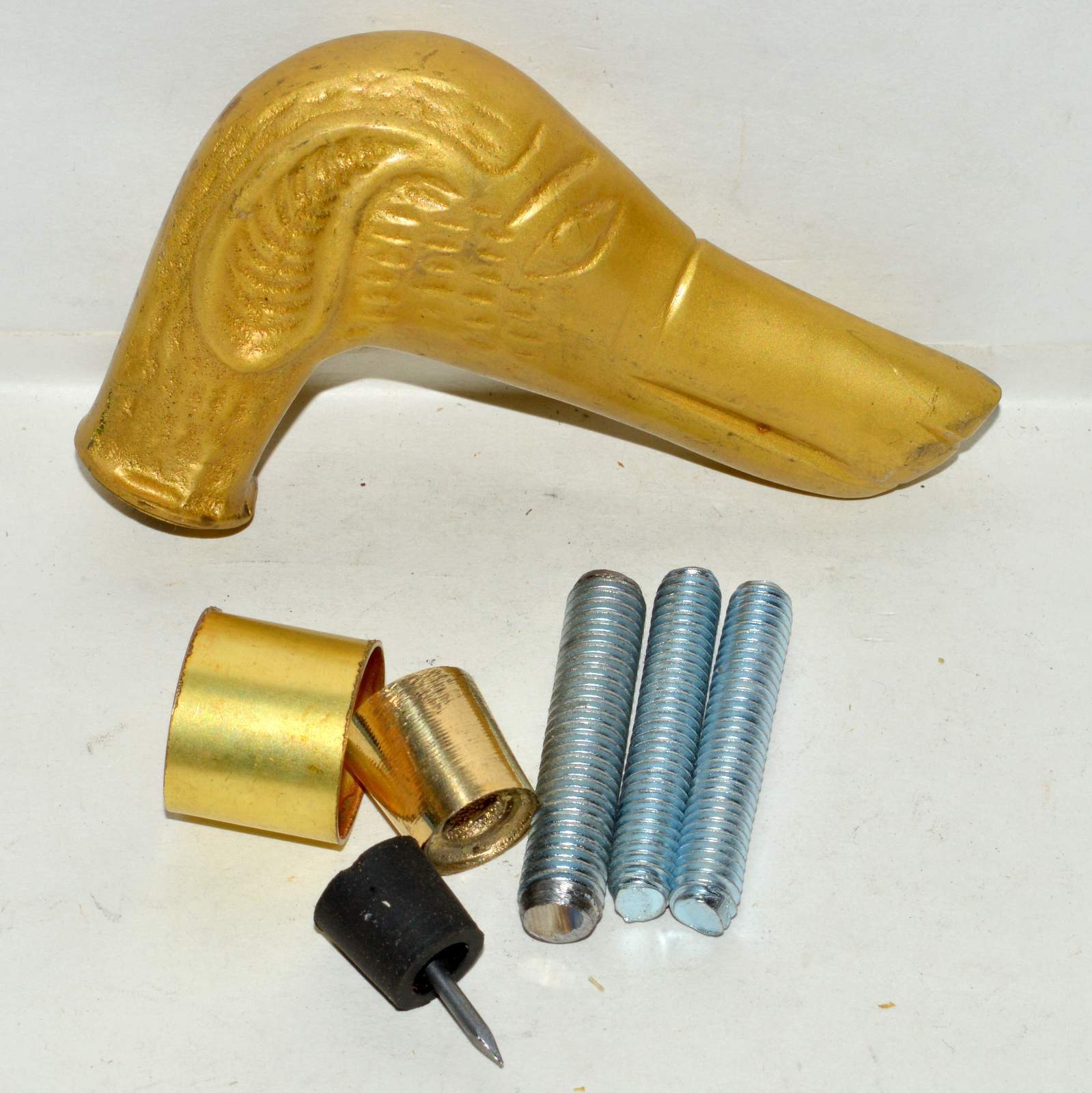 Antique Solid Brass Dog Tip Only Head Handle Hand… - image 1