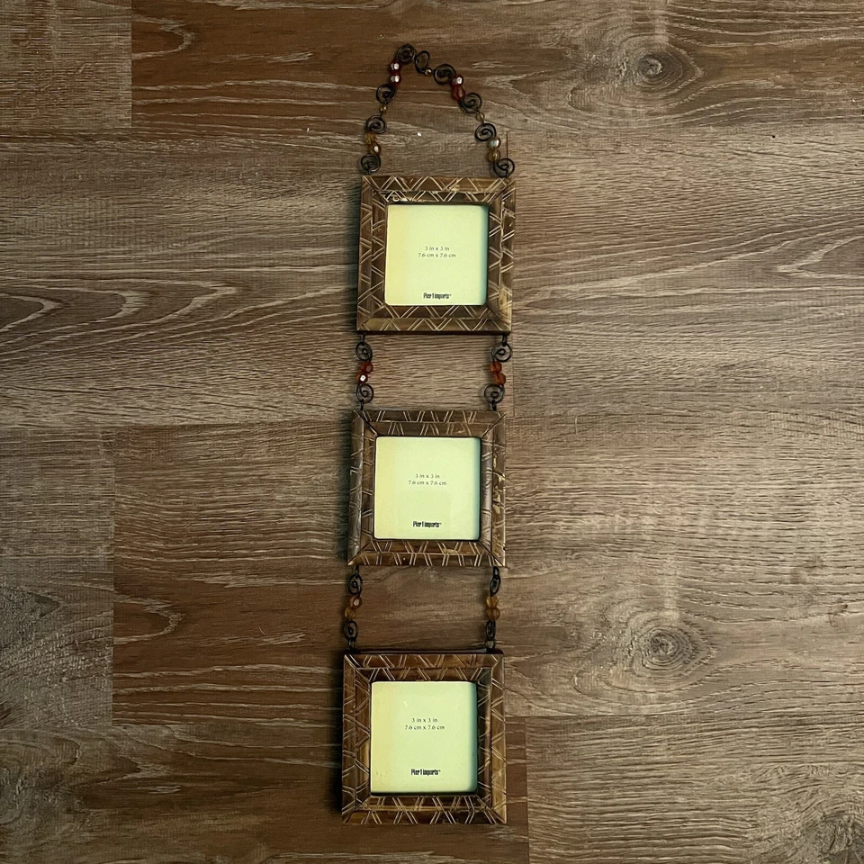 Pier 1 Importa Marcos de Bambú Conectados por Hermosas Cuentas 3 Marcos 3x3. Foto 4 de 4